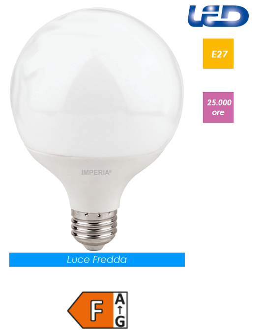 LAMPADINA LED MAXISFERA IMPERIA G95 E27 15W 230V OPALE 6000K 211540