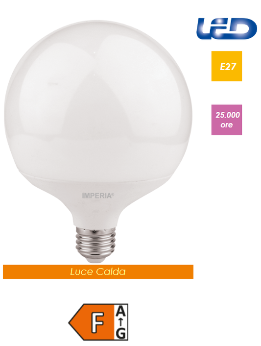 LAMPADINA LED MAXISFERA IMPERIA G120 E27 18W 230V OPALE 3000K 211557