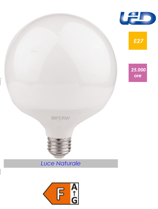 LAMPADINA LED MAXISFERA IMPERIA G120 E27 18W 230V OPALE 4000K 211564