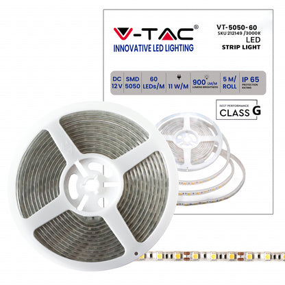 V-TAC  Strip LED SMD5050 11W/m 5m 60 LED/m 12V 4000K IP65 10mm 212150