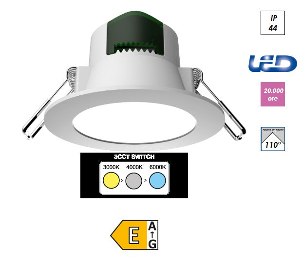 IMPERIA iSIENA faretto incasso IP44 LED 3CCT 7W 700lm D.95 BIANCO 212493