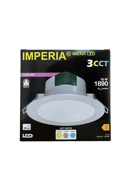 IMPERIA iSIENA faretto incasso IP44 LED 3CCT 18W 1890lm D.175 BIANCO 212516