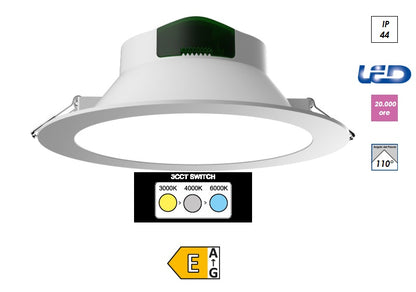 IMPERIA iSIENA faretto incasso IP44 LED 3CCT 24W 2520lm D.225 BIANCO 212523