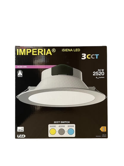 IMPERIA iSIENA faretto incasso IP44 LED 3CCT 24W 2520lm D.225 BIANCO 212523