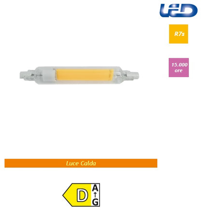 Imperia Lampadina led R7S lineare lunga COB 11W 3000K luce calda 1500LM 118MM 213117