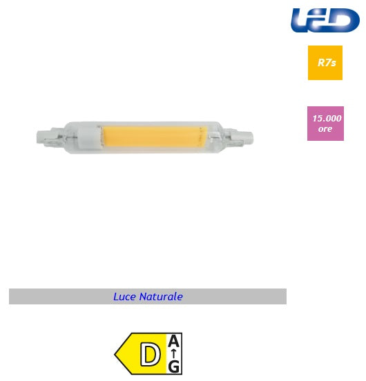 Imperia Lampadina led R7S lineare lunga COB 11W 4000K 1500LM 118MM luce naturale 213124