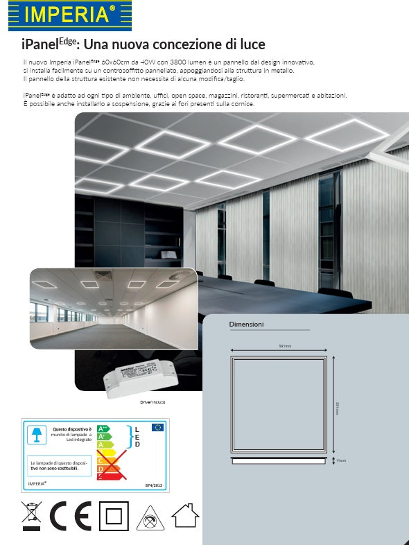 IMPERIA Pannello led iPANEL-EDGE LED 60x60 40W 4000K 4800lm 213131