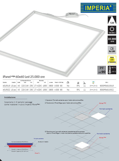 IMPERIA Pannello led iPANEL-EDGE LED 60x60 40W 4000K 4800lm 213131
