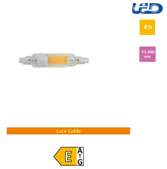 Imperia lampadina led R7S lineare corta COB 5,3w 600lm 3000k 78mm luce calda 213148