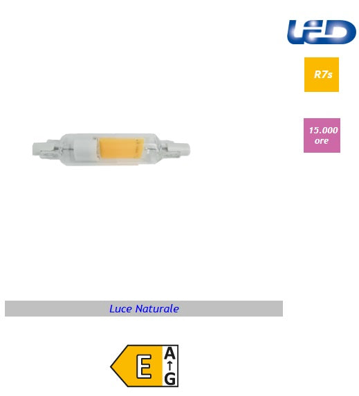 Imperia lampadina led R7S lineare corta COB 5,3w 600lm 4000k 78mm luce naturale 213155