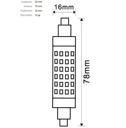 Imperia lampadina led R7S Lineare corta 8,5W 1050lm 3000k luce calda 213230