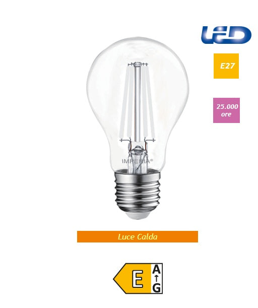 Imperia Goccia led filamento bianco E27 3000K luce calda  12w 1521LM equivalente 100w 213872