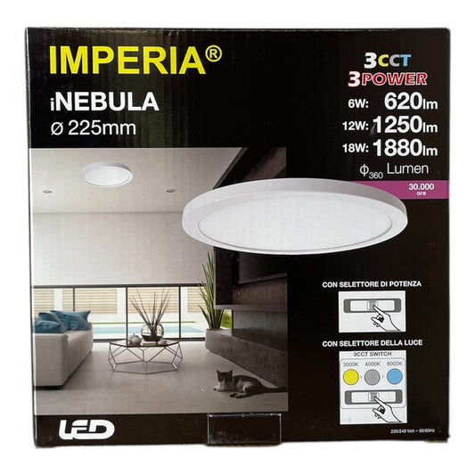 Plafoniera led Imperia iNEBULA 2IN1 D.225 3CCT 3POWER 6W/12W/18W 3000/4000/6000K 214275