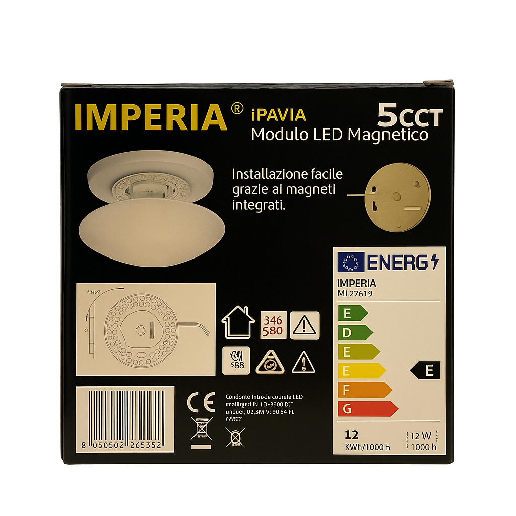 Modulo led magnetico 12w 1320lm 5CCT 2700k/3000k/4000k/5000k/6500k 214824
