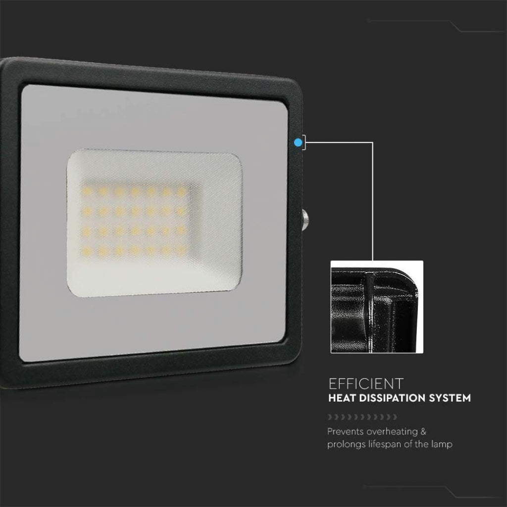 V-TAC  Faro LED SMD 30W E-Series G2 Colore Nero 4000K IP65 215953