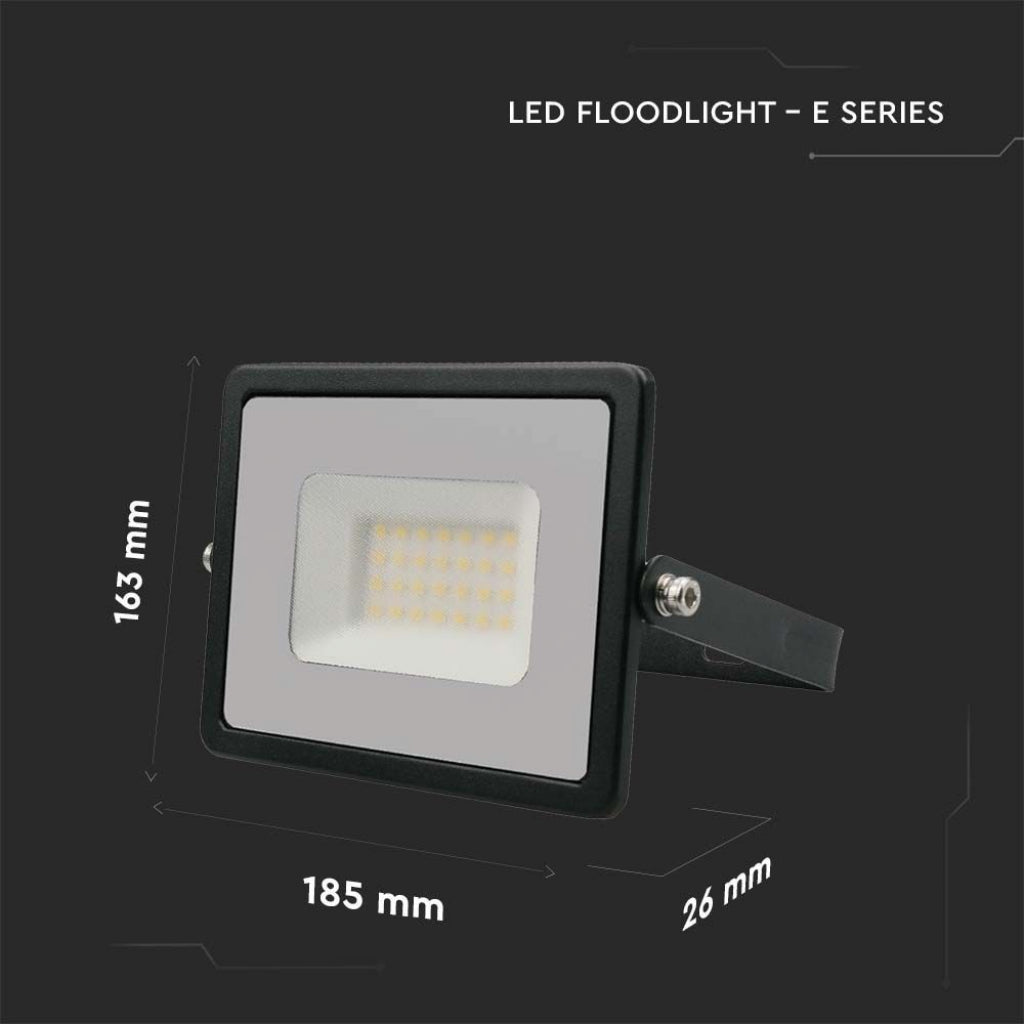 V-TAC  Faro LED SMD 30W E-Series G2 Colore Nero 4000K IP65 215953