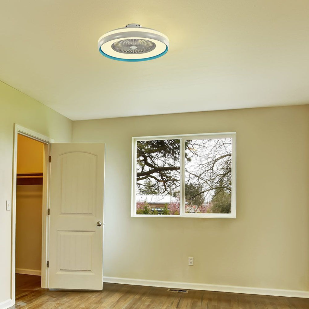 Ventilatore LED da Soffitto a Scatola con Motore a Corrente Alternata da 45W 3000lm e Telecomando CCT 3in1 grigioe blu 217934 VT-5022