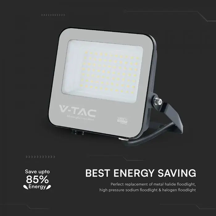 Faro Slim LED SMD Chip CREE 50W 135LM/W Cavo 15cm Nero 4000K IP65 232166 V-TAC