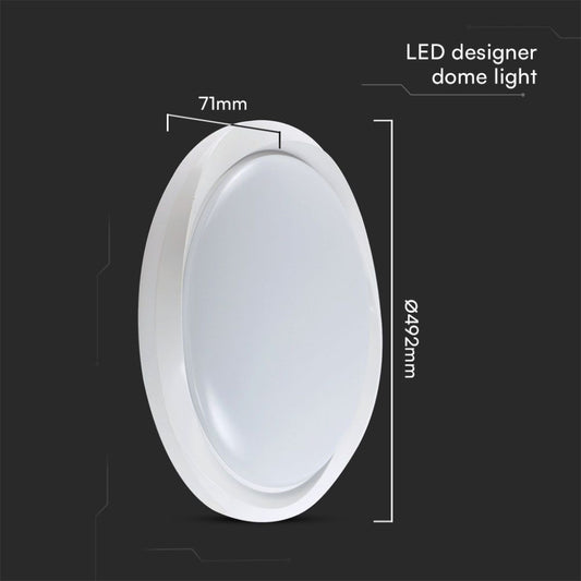 Plafoniera LED V-TAC 60W Rotonda con Telecomando controllo Remoto CCT 3in1 Colore Bianco D492mm Dimmerabile 3000-6500K Cover Circolare SKU 23585