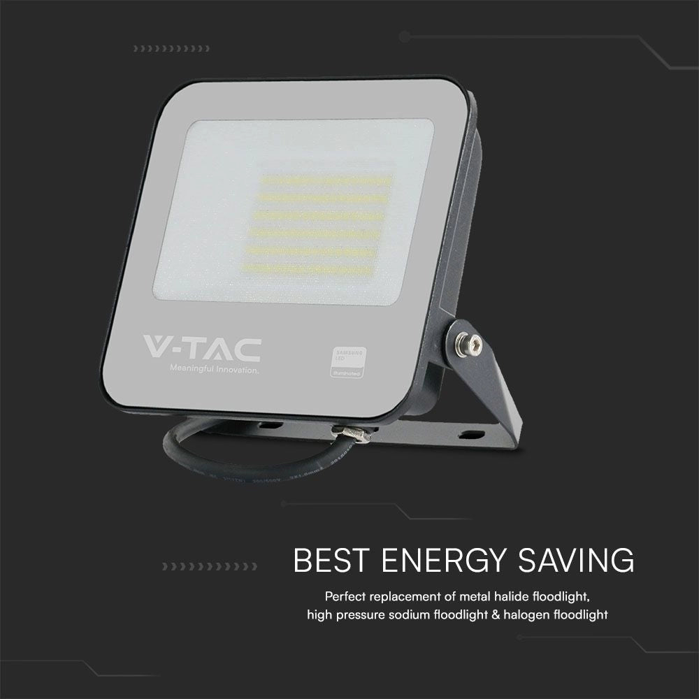 Faro LED V-TAC SMD Chip Samsung 50W Colore Nero 4000K IP65 23688