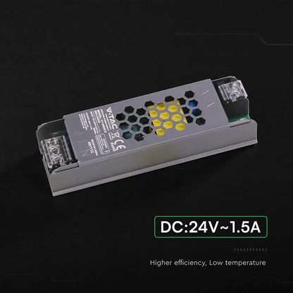 Alimentatore LED Slim in Metallo 36W 24V 1.5A con 1 Uscita 116x35x24mm IP20 24235