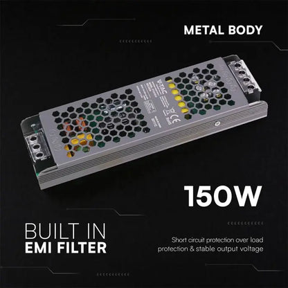 Alimentatore LED Slim in Metallo 150W 24V 6.25A con 1 Uscita209x63x25mm IP20 V-TAC 24239