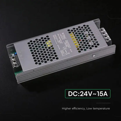 Alimentatore LED Slim in Metallo 360W 24V 15A con 1 Uscita 208x82x32mm IP20  V-TAC 24242