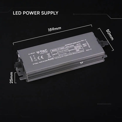 Alimentatore LED in Metallo 60W 24V 2.5A con 1 Uscita 159x50x25 IP67 V-TAC 24244
