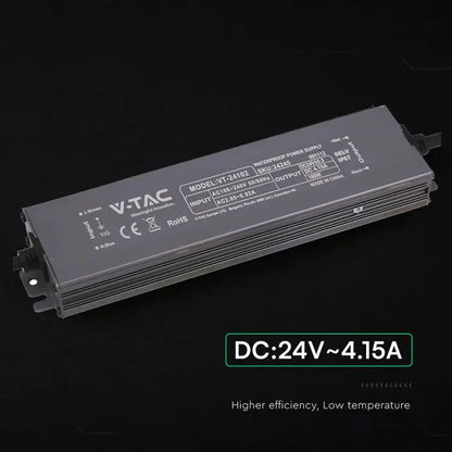 Alimentatore LED in Metallo 100W 24V 4.15A con 1 Uscita 219x50x25mm IP67 V-TAC 24245