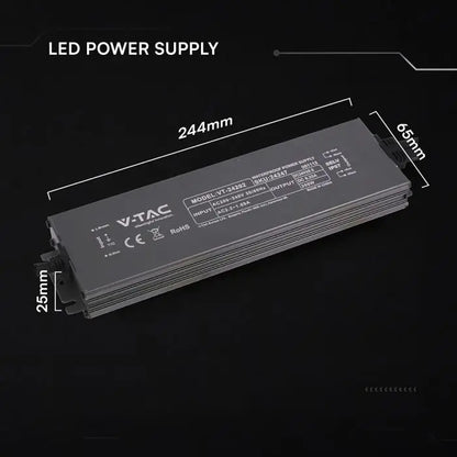 Alimentatore LED in Metallo 200W 24V 8.25A con 1 Uscita 244x65x25mm IP67 V-TAC 24247