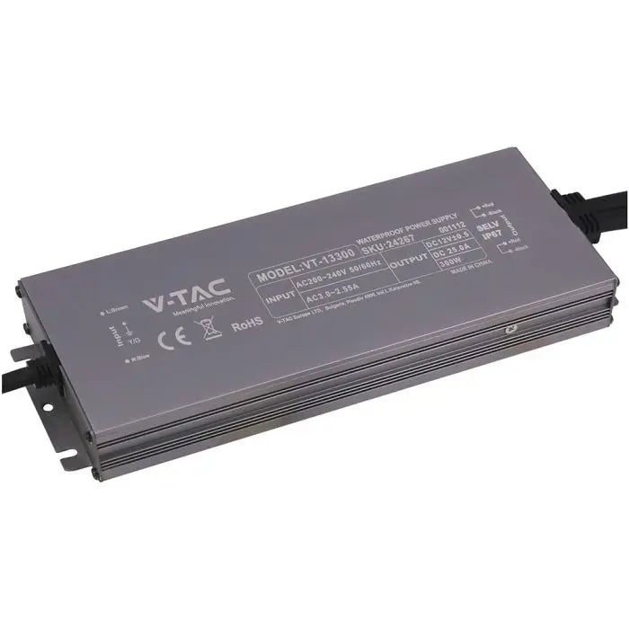Alimentatore LED in Metallo 300W 24V 12.5A con 1 Uscita 244x80x29mm IP67 V-TAC 24248