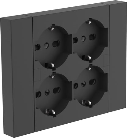 Multipresa da incasso Quadra 4 Posti Universali P40, compatibile con tutte le scatole da incasso 3 posti (muratura o cartongesso) bianco 22105  / nero 22115/ sabbia 22125