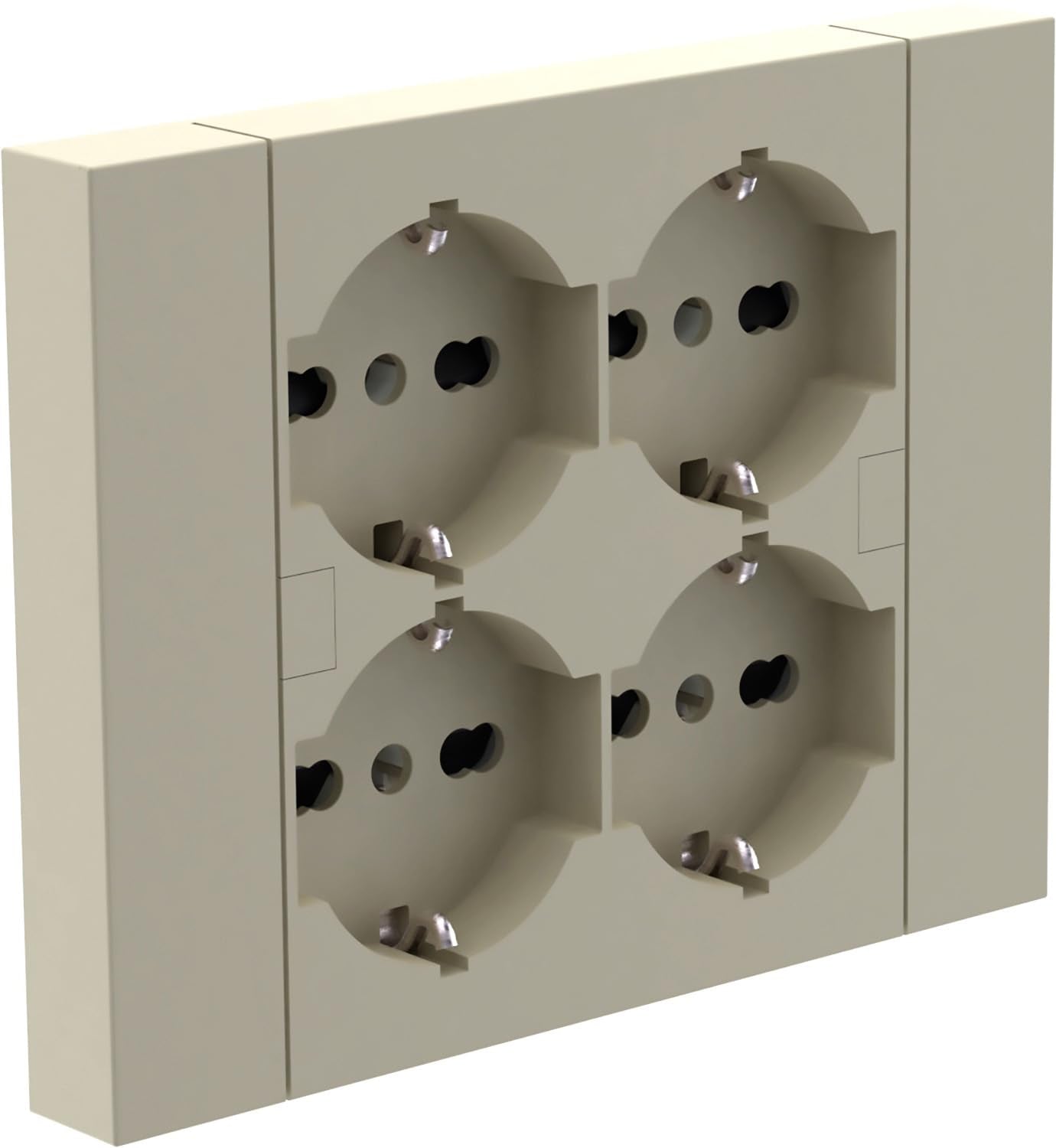 Multipresa da incasso Quadra 4 Posti Universali P40, compatibile con tutte le scatole da incasso 3 posti (muratura o cartongesso) bianco 22105  / nero 22115/ sabbia 22125