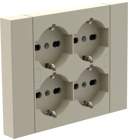 Multipresa da incasso Quadra 4 Posti Universali P40, compatibile con tutte le scatole da incasso 3 posti (muratura o cartongesso) bianco 22105  / nero 22115/ sabbia 22125