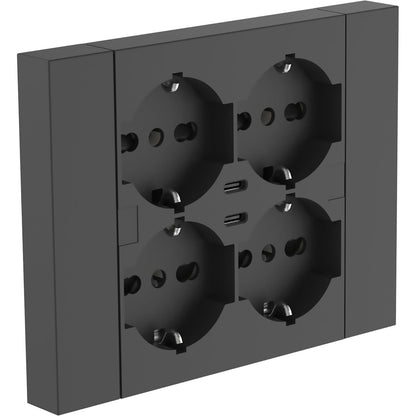 Multipresa da incasso Quadra 4 Posti Universali P40 + 2 USB-C, compatibile con tutte le scatole da incasso 3 posti (muratura o cartongesso) bianco 22107/nero 22117/sabbia 22127