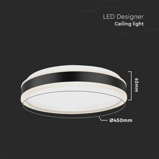 Lampadario LED V-TAC  con Montaggio a Plafone 24W Dimmerabile TRIAC d: 450mm h: 62mm Colore Nero 4000K SKU 6988