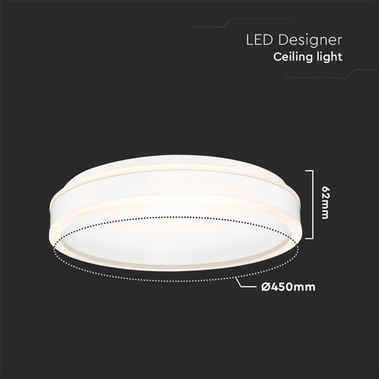 Lampadario LED V-TAC con Montaggio a Plafone 24W Dimmerabile TRIAC d: 450mm h: 62mm Colore Bianco 4000K SKU 6989