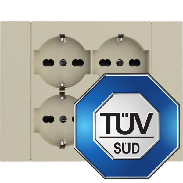 Multipresa da incasso Quadra 4 Posti Universali P40, compatibile con tutte le scatole da incasso 3 posti (muratura o cartongesso) bianco 22105  / nero 22115/ sabbia 22125