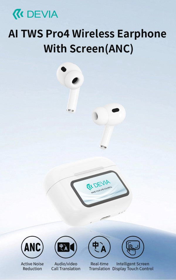 Auricolari TWS con Traduttore simultaneo e AI integrata  con display e funzione ANC (Cancellazione del Rumore)DETWSTAI392