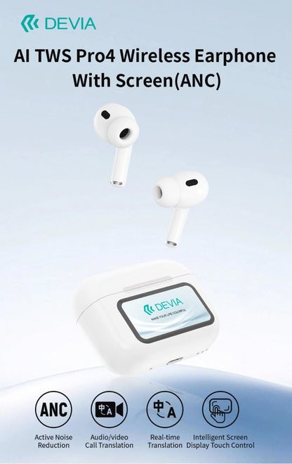 Auricolari TWS con Traduttore simultaneo e AI integrata  con display e funzione ANC (Cancellazione del Rumore)DETWSTAI392