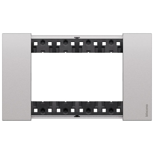 Placca Living Now 4 moduli - Finitura Steel - Materiale Zama Bticino KA4804KS