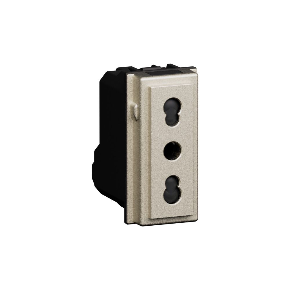presa standard italiano P17/P11 2 P+T 16 A 250 Va.c., Champagne. Bticino KC4180