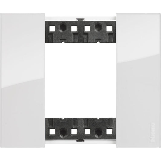 Placca Living Now 2 moduli - ghiaccio - materiale: plastica bimaterica Bticino KA4802DW