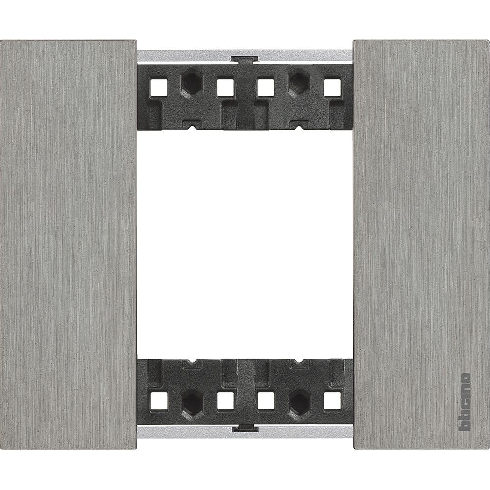 Placca Living Now 2 moduli - acciaio spazzolato - materiale: zama Bticino KA4802ZG
