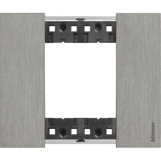 Placca Living Now 2 moduli - acciaio spazzolato - materiale: zama Bticino KA4802ZG