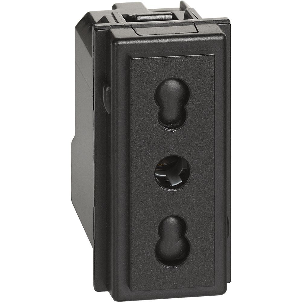 Presa bipasso 2P+T 10/16A 250Vac 1 modulo, Nero. Bticino KG4180