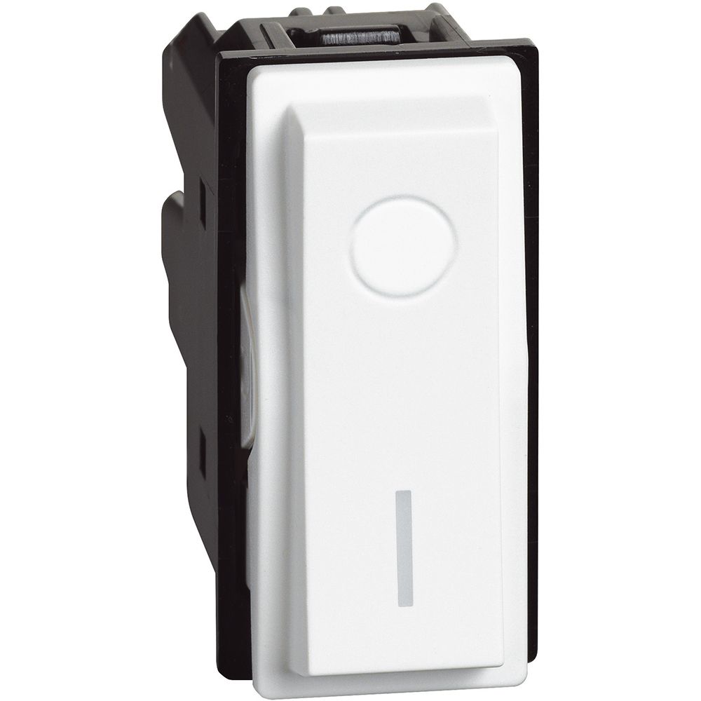 Interruttore 2P 16 AX, 250 Va.c., illuminabile - 1 modulo, Bianco. Bticino K24002