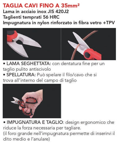 FAEG Forbici professionale  per elettricista lama in acciaio FG26917