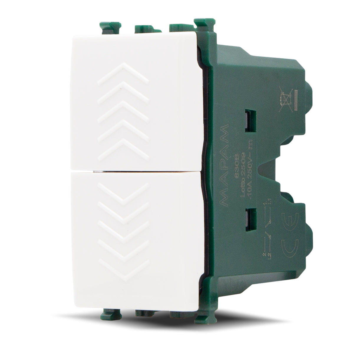 Doppio pulsante interbloccato x tapparelle GEM Bianco compatibile con Vimar Plana MAPAM F630BI
