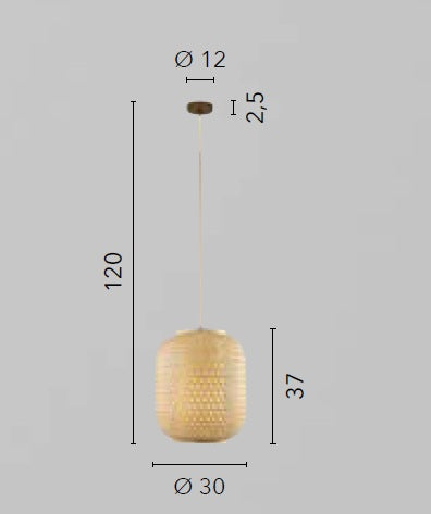 Lampadario a sospensione ZEN in bambù naturale 30 cm. 1XE27 30X30X120CM I-ZEN-S-S